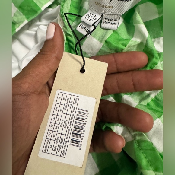 NWT NEVER FULLY DRESSED check Green Gingham Wrap Dress size 10 petite - Picture 3 of 5